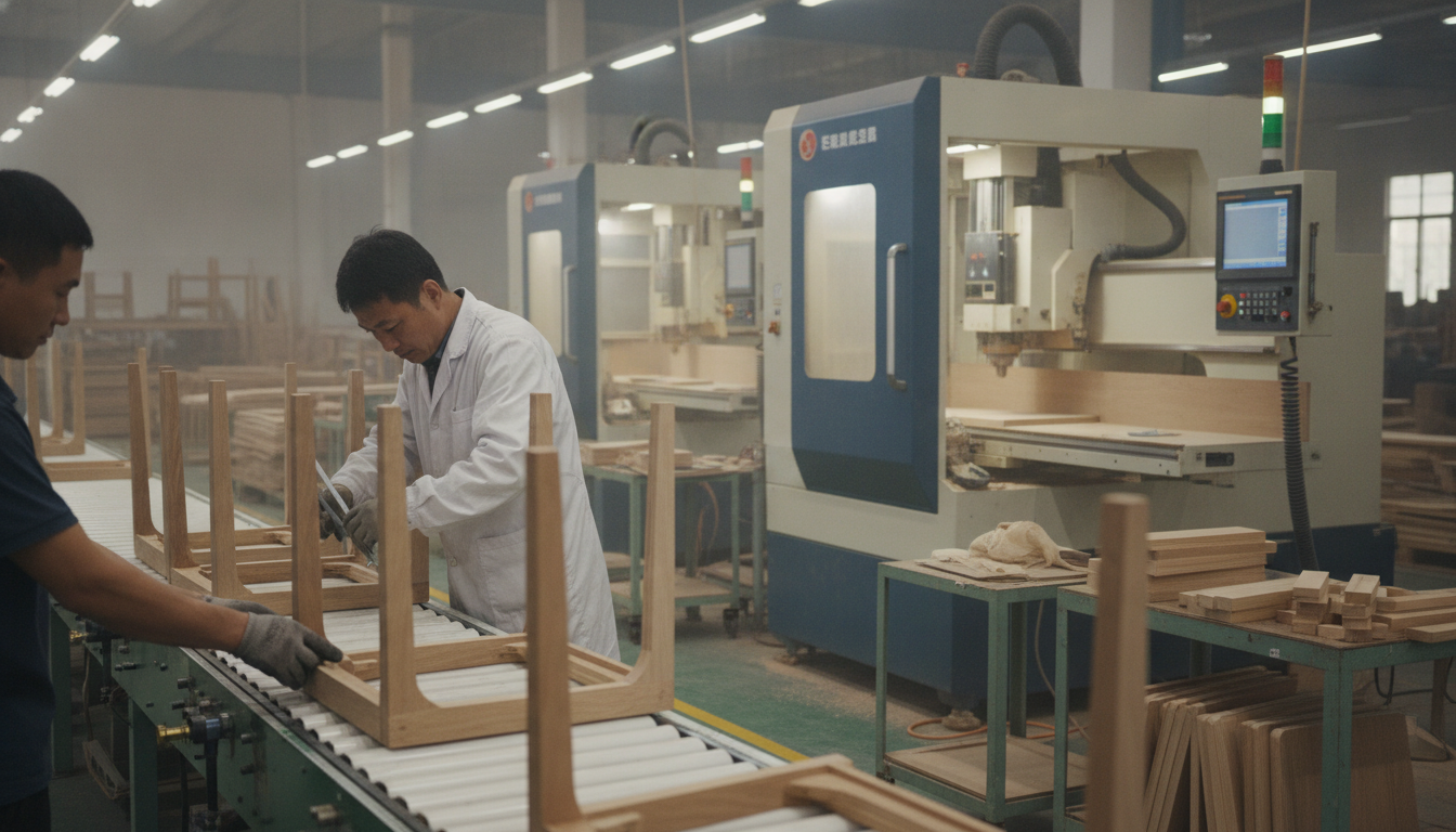 Furniture factory production line in Foshan manufacturing district